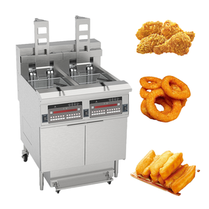 آلة قلاية بطاطس تجارية عميقة مزدوجة تعمل بالغاز البترولي المسال (LPG) أو الكهرباء من الستانلس ستيل للاستخدام على سطح العمل - Product Image 3