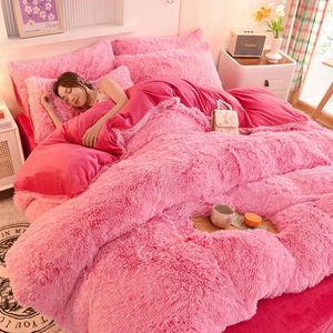 Wholesale Luxury Winter Warm Shaggy Plush Duvet Cover Sets Soft Bedding with Polyester Fill Fluffy <strong>Flannel</strong> Bed <strong>Sheet</strong> - Product Image 6