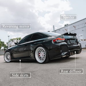 Pour M2 G87 : Spoiler en fibre de carbone véritable, lèvre avant, diffuseur arrière, jupes latérales, calandre avant, cadre de phare antibrouillard - Product Image 3