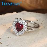 925 Silber Laborgezüchteter Rubin mit Moissanit-Halo-Ring Vintage Braut-Verlobungsring Moissanit-Schmuck für Damen