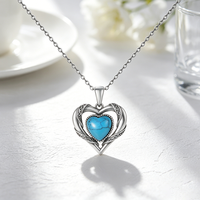 Collier pendentif en argent sterling 925 Moyu Jewelry, pendentif cœur turquoise bleu, cadeaux d'anniversaire pour femmes