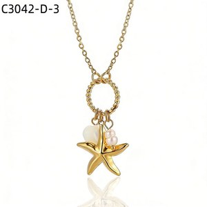 Collar con Colgante de Estrella Amy Amy, Cadena de Aleación Chapada en Oro, Dije de Perla de Imitación, Joyería Casual para Mujer, Regalo - Product Image 4