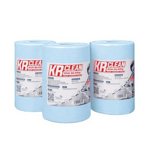 Krclean <b>Blue</b> <b>Paper</b> Round Cleaning <b>Roll</b> Lint Free Glass Wipes Plain Absorbent Reusable Kitchen Towels Cleanroom Cloth Factory - Product Image 1
