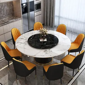 Lüks mermer masa yuvarlak yemek masası döner merkezi ile oturma odası için restoran mobilya sehpa Modern mobilya