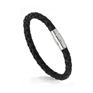 Fashion Jewelry Men's Leather Rope Magnetic Buckle Woven Bracelet With Nail Buckle Leather Couple Bracelet Bangles