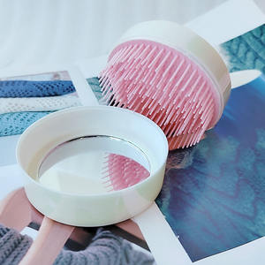 Cepillo de pelo de viaje para desenredar con logotipo personalizado, peine de silicona suave, masaje de pelo liso, Mini cepillo de pelo plegable, espejo - Product Image 2