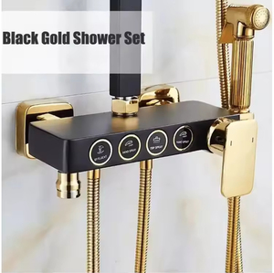 Nóng lạnh phòng tắm vòi đơn xử lý vuông đen vàng tắm phù hợp cho phòng tắm mưa phun mô hình nhiệt độ không đổi - Product Image 2
