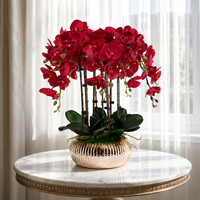 Anggrek NI Bunga Poliuretan Buatan 63cm Bunga Phalaenopsis Buatan Dengan Vas Mewah Bunga Buatan Modern Dalam Pot
