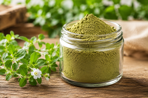Poudre de Brahmi de qualité alimentaire verte, moulue finement, naturelle, pour les boissons à base de plantes, les smoothies, la cuisine et la pâtisserie - Product Image 2