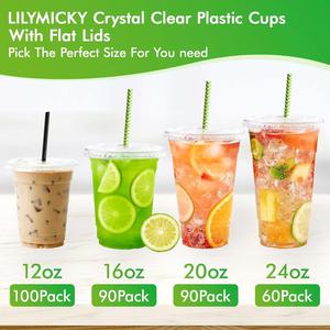 16oz 20 22 24oz 90mm Customized Smoothies Cold Beverages Biodegradable Disposable Clear Coffee PLA Cup Lid <b>Compostable</b> - Product Image 3