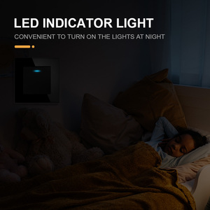 Interruptor de Luz de Pared de <span class=keywords><strong>1</strong></span> Vía y <span class=keywords><strong>2</strong></span> Posiciones con Indicador LED Panel de Vidrio Templado de Cristal de Lujo - Product Image 5