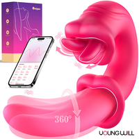 Vibrador de Lengua de Silicona Suave con Control por Aplicación, Resistente al Agua, Recargable por USB, Rotación de 360°, Estimulador de Punto G y Clítoris, Juguete Sexual para Mujeres Adultas, OEM ODM