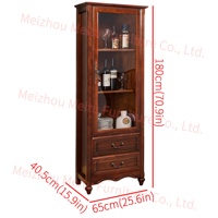 Buffet de bar rustique en verre avec tiroirs, meuble de rangement étroit et haut, armoire à vin en bois massif à 1 porte pour salon