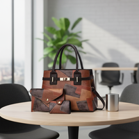 Ensemble de 3 sacs de maternité, sac à main, design patchwork, résistant à l'eau, PU, grande capacité, sac à bandoulière pour femme, pour les trajets quotidiens