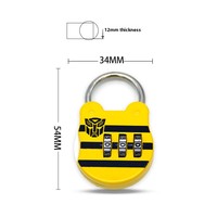 Serrure à combinaison créative en alliage de zinc, motif dessin animé, pour valise et sac, mini fermeture éclair métallique, style numérique tendance, livraison directe usine