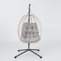 Fauteuil suspendu Joye Leisure en rotin, style moderne, pour intérieur et extérieur, avec structure métallique, pliable, en corde tressée, pour cour et jardin