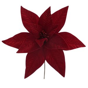 زهرة عيد الميلاد الاصطناعية زهور زهور البوانسيتيا المخملية الحمراء زهور البوانسيتيا الاصطناعية ديكورات عيد الميلاد - Product Image 1