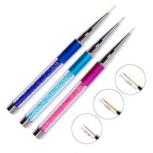 5 Colors Metal Handle Rhinestone Nail Art Liner Brush Fine Detail Painting Brush for Gel Polish Manicure - Product Image 2
