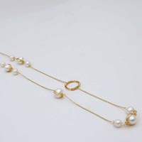 Collier chaîne à maillons en or 14 carats fait main, style tendance, pour femmes, perle d'eau douce naturelle de qualité AAAA, vintage classique NGTC