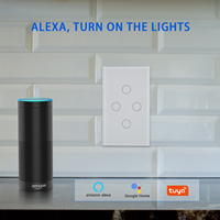 Interrupteur intelligent Wi-Fi Hooanke HWL04-US standard US avec prise en charge Alexa, boîtier en verre trempé et PC, portée 10-30m, 10A 240V