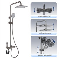 Système de Douche Complet et Moderne pour Salle de Bain, Fixation Murale, Effet Pluie, en Laiton, avec Mitigeur, Modèle Piano
