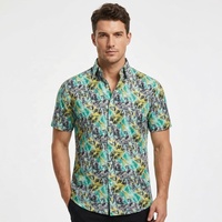 Kemeja Hawaii Kustom OEM Desain Baru Cetak Digital Anti-Kerut Ramah Lingkungan Pakaian Satin Kasual Musim Panas Kancing Pendek