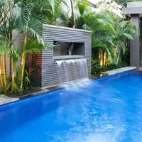 Fontaine d'eau en cascade en acier inoxydable Fenlin, avec éclairage en option, durable, pour piscine extérieure, taille et logo personnalisables, hôtel