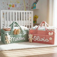 Paniers de rangement personnalisés, Organisateur de couches pour bébé, Organisateur de chambre d'enfant en peluche avec compartiments, Panier cadeau personnalisé