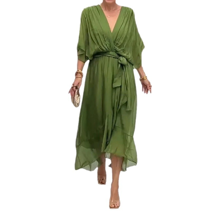 Women's Casual Dress With Tight Waist And Asymmetrical Hem For Daily Use In Summer Women's Casual Dress With Tight Waist And Asymmetrical Hem For Daily Use In Summer