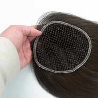 Topper capillaire intégré en filet 6x6 pouces, entièrement noué à la main, à clipser, densité 130%, cheveux humains, couverture naturelle du cuir chevelu