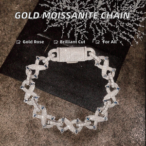 Bracelet de fiançailles en moissanite glacé plaqué or rose argent 925 design floral bijoux étincelants - Product Image 2