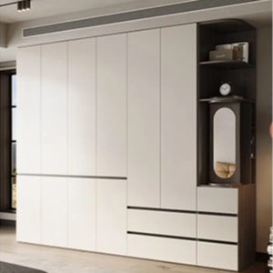 Armoire autoportante moderne, durable et résistante à l'humidité, fabrication sur mesure, placard de chambre à coucher, plusieurs compartiments, portes hautes, solide - Product Image 2