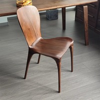 Chaise de salle à manger en bois massif au design moderne et épuré, avec dossier ergonomique courbé, entièrement assemblée par mortaise et tenon, mobilier de maison