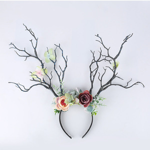 Diadema <span class=keywords><strong>de</strong></span> Flores <span class=keywords><strong>de</strong></span> <span class=keywords><strong>Cuento</strong></span> <span class=keywords><strong>de</strong></span> Hadas Navideña para Mujeres y Niñas, Diadema Retro con Ramas <span class=keywords><strong>de</strong></span> Árbol, Orejas <span class=keywords><strong>de</strong></span> Ciervo, Astas, Corona para el Cabello, Accesorios para Fiestas y Festivales - Product Image 3