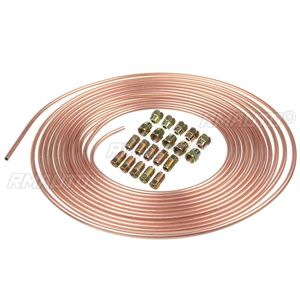 Tuyau de frein en cuivre et acier de 7,62 m (25 pieds) avec 20 écrous de tube de 3/16 po de diamètre extérieur, bobine de frein de voiture universelle - Product Image 1