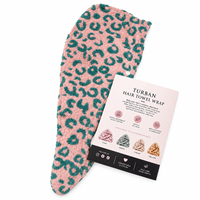 Serviette à cheveux en microfibre motif léopard, super absorbante, séchage mains libres, réduit les frisottis, la casse et les dommages thermiques, ajustement sécurisé pour enfant et adulte