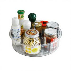 Promotion : Plateau tournant transparent antidérapant à un niveau avec compartiments, rotatif à 360 degrés, pour épices de cuisine - Product Image 1