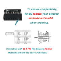 Module TPM 1.2 TPM2.0 20 broches 20-1 broches GIGABYTE/ASUS/PCIE/X99 TPM 2.0 pour PC, prix d'usine garanti, en stock