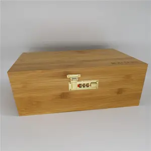 Handmade Large Bamboo Stash Box Combo Storage For Herbs and Accessories With Code Lock