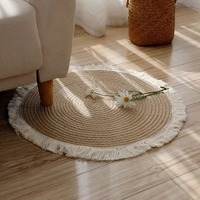 Tapis circulaire de style japonais en coton tissé plat, fait main, lavable en machine, pour salon, chambre, entrée, couloir