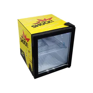 Preiswerter Kühlschrank mit Glastür auf der Arbeitsplatte mit vollem Brand 52 L Mini-Kühlschrank für erfrischungsgetränke