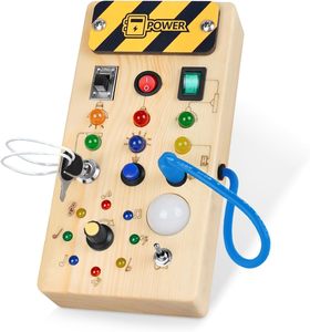 Tablero de Actividades Montessori de Madera con 8 Interruptores de Luz LED, Juguetes Sensoriales, Interruptor de Luz, Juguetes de Viaje para Bebés y Niños Pequeños de 1+ Año - Product Image 1