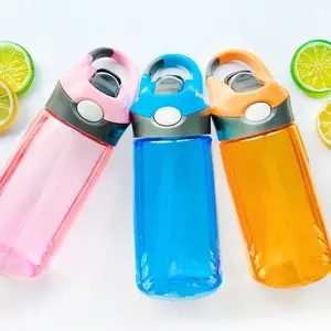 Nieuwe 400Ml Kinderen Waterfles Kindje Stro Cup Lekvrije Drinken Draagbare Plastic Sport Fles Stro Water