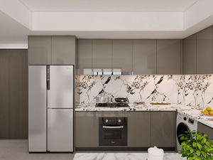 Gabinete de Almacenamiento de Cocina Ecológico de Alto Brillo, Ensamblaje Plano RTA |   Juego de Muebles de Cocina Modernos - Product Image 1