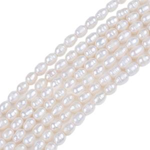 Promotion en gros de perles d'eau douce naturelles blanches de 9-10 mm, en forme de mètre, enfilées, pour matériaux de bricolage faits à la main - Product Image 5