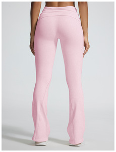 <span class=keywords><strong>Leggings</strong></span> Yoga ad Alta Elasticità Senza Cuciture <span class=keywords><strong>Effetto</strong></span> Slavato Vita Pieghevole Pantaloni a Zampa <span class=keywords><strong>Effetto</strong></span> <span class=keywords><strong>Snellente</strong></span> per Fitness - Product Image 2