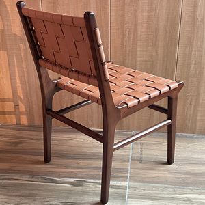 <span class=keywords><strong>Chaise</strong></span> de salle à manger <span class=keywords><strong>en</strong></span> <span class=keywords><strong>bois</strong></span> massif avec dossier, chaises <span class=keywords><strong>en</strong></span> cuir <span class=keywords><strong>tressé</strong></span> tendance, meubles italiens, café, salon de thé, hôtel, salle à manger - Product Image 4