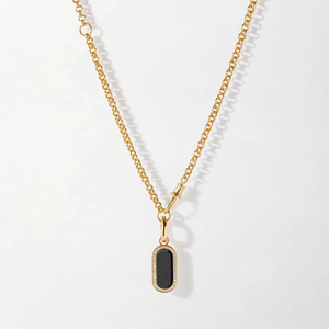 Оптовая продажа, 14K позолоченный квадратный Изумрудный Циркон, ожерелье, модные украшения с длинной цепочкой из бисера, в основном из латуни, меди - Product Image 2