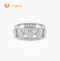 Fabricants de bijoux personnalisés VLOVE Bague de luxe en or 14 carats avec sertissage de pavé de mariage