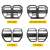 Grille de pare-chocs avant en fibre de carbone sèche de style CSL avec ACC pour BMW G80 M3 M4 G82 G83 2021 + Grille de pare-chocs avant en maille